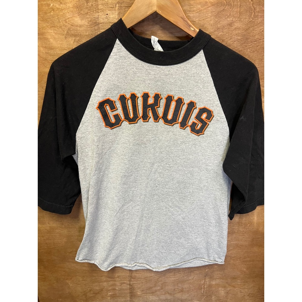 Native Sons Kukuis Graphic Raglan Baseball Tee Gray Black Orange Small 3/4 Sleev